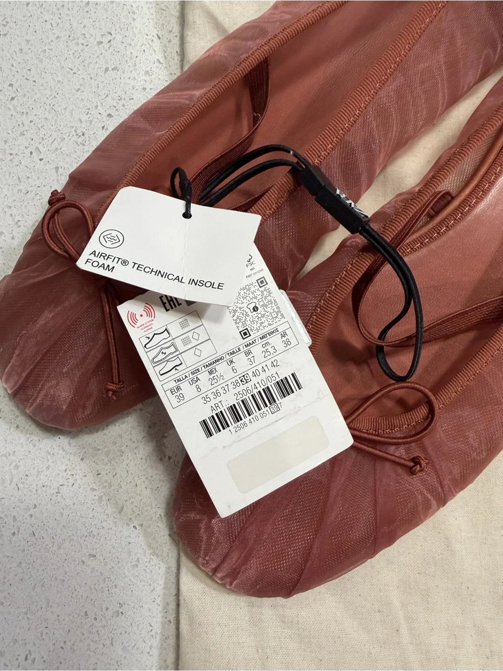 Zara Salmon Mesh Bow Ballet Flats